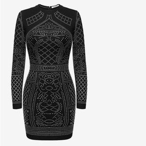 Long Sleeve Rhinestone Embellished Vintage Cocktail Dresses